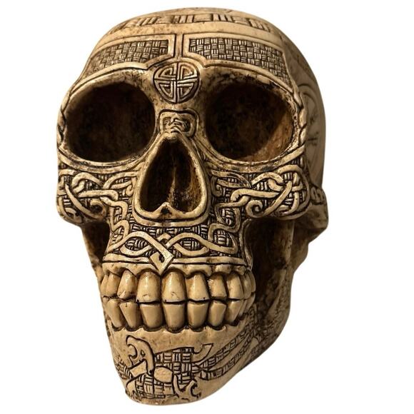 EBROS Norse Viking Skull Figurine 7" Length Fantasy Sculpture - Picture 1 of 8